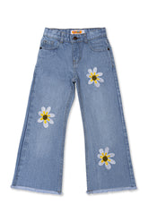 Girls Flower Embroidered Jeans